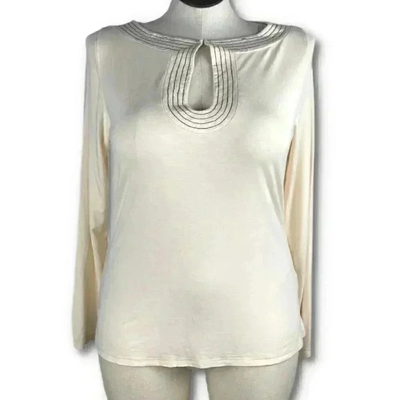 Strazzi Womens top size XL cream keyhole neck - Picture 10 of 10